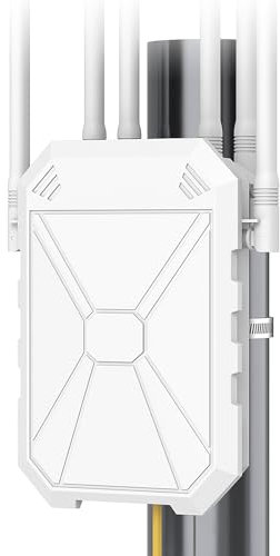 AC1200 Repeteur WiFi Puissant Exterieur, 5GHz & 2.4GHz Amplificateur WiFi Exterieur Point D'accès WiFi avec 6 Antennes, IP67 RéSistant Aux IntempéRies, Passif PoE, Convient pour Le Jardin