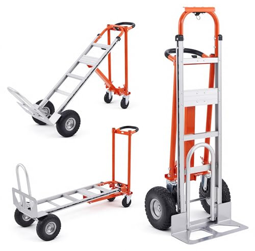 CREWORKS 3-in-1 Sackkarre Klappbar Aluminium Transportkarre Plattformwagen mit Robusten Rädern Tragkraft 450kg Handwagen Leicht Transportwagen für Transporte und Einfache Lagerung