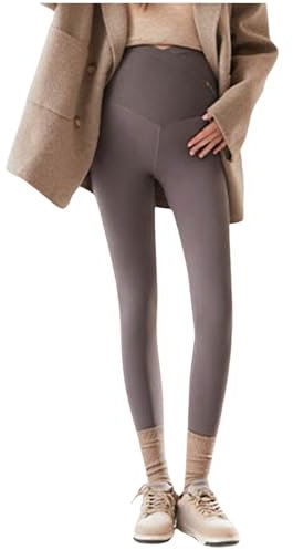 Generisch 7/8 Leggings Femme Hiver Femmes Casual Enceinte Doux Enceinte Sport Fitness Yoga Plus Velours Épais Peut être porté en extérieur Pantalon de yoga S Femme 38, café, M