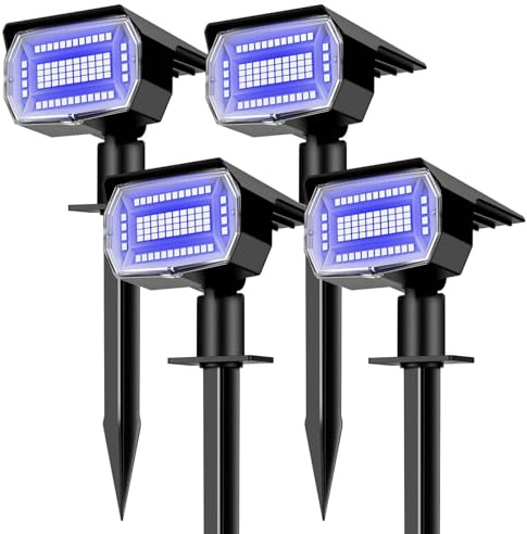 nipify Solarlampen für Außen, 3 Modi Solarstrahler für Aussen, IP65 Wasserdicht Led Solar Strahler für Außen Garten, Solar Gartenleuchten für Weg, Hof, Gehweg, 4 Stück Blau