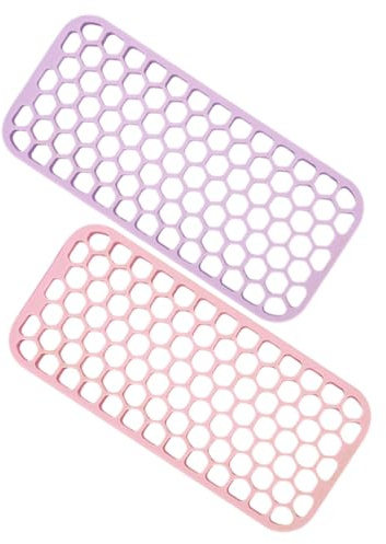 Silikonmatte für Haarstylinggeräte, 2 Stück, Hitzebeständig, Rutschfest | Schützt den Tisch, für Glätteisen und Lockenstab, Silikon, Violett und Rosa, für Salon und Heimgebrauch