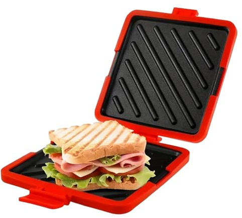 Hperu Mikrowellen-Grillpfanne, hitzebeständiger Mikrowellen-Toaster mit Silikonhülle – kein Strom, Sandwichmaker zum Frühstück – Sandwichmaker