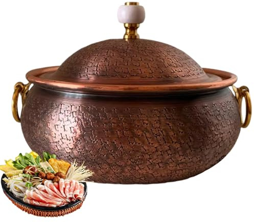 Copper Hot Pot Soup Pot,Cooking Pans,Versatile Chinese Cookware,Handmade Nonstick Stew Pan for Family Gathering Kitchen Restaurant Party