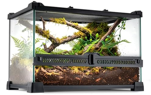 Glas-Reptilien-Terrarium, Insektenzucht-Tank, Vivarium-Lebensraum für Eidechsen, Hornfrösche, Schlangen und Spinnen, Reptilien-Glasterrarium für Amphibien (Horizontal)