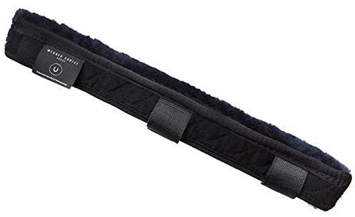 Werner Christ Turnier Genickschoner aus Lammfell – Pferde Genickschutz aus echtem Fell für Halfter, Trensenzaum und Zaumzeug, one Size (32 cm), Schaffell in schwarz - grau