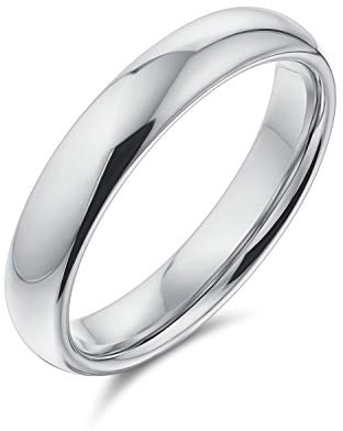 Bling Jewelry Personalisierter Unisex Paarring Aus .925 Sterlingsilber Für Männer Und Frauen Einfaches Poliertes Minimalistisches Kuppeldesign 2,3,4 MM Anpassbar