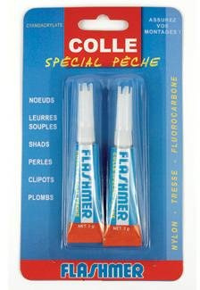 Flashmer Blister 2 Tuben Kleber Hochviskos Paste für Nylon, Geflecht, Fluorocarbon, weiche Kunstköder, Shads, Perlen, clipots, 3g
