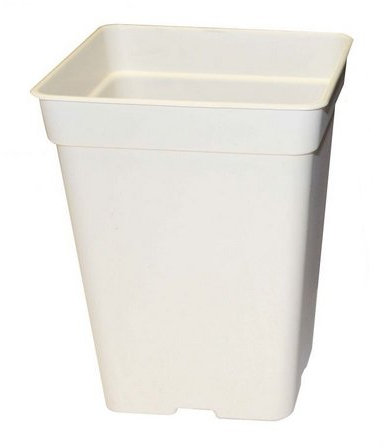 FLORATECK - POT CARRE BLANC 23 x 23 x 27,5 cm - 11 L (fond drainant)