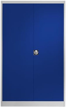 Mauser | Stahlschrank mit Flügeltüren | 4 Fachböden | Breite 1200 mm | lichtgrau/ultramarinblau | Außentiefe 600 mm