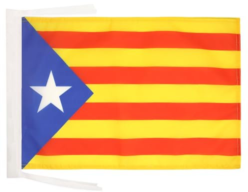 BANDERA de CATALUÑA ESTELADA BLAVA 45x30cm - BANDERINA CATALANA INDEPENDENTISTA – CATALUNYA 30 x 45 cm cordeles - AZ FLAG