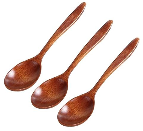 Cuillère à Café en Bois Naturel Ecologique Ustensile de Table et de Cuisine Cuillère à Thé à Miel (3 Pièces)