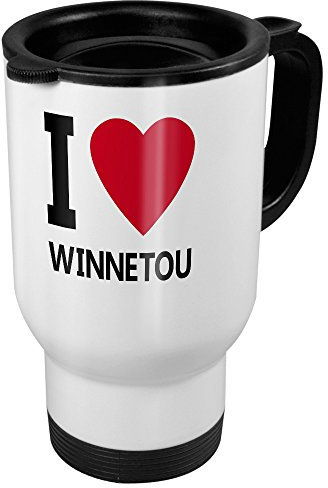 printplanet Thermobecher weiß mit Namen Winnetou - Motiv I Love - Coffee to Go Becher, Thermo-Tasse