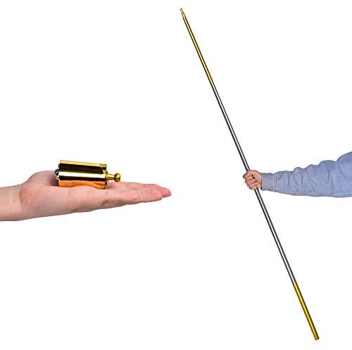 Doowops Cannes en métal noir avec baguettes magiques en soie pour scène magicienne professionnelle Close-up Accessoires magiques Argent doré de 150 cm.