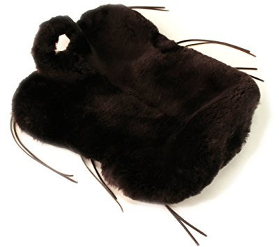 Westernsattelbezug aus echtem Lammfell - schlanke Form, mit Lederbändern und Hornausschnitt - kompaktes Fell, kräftiges Leder, 2 Größen, Dunkelbraun