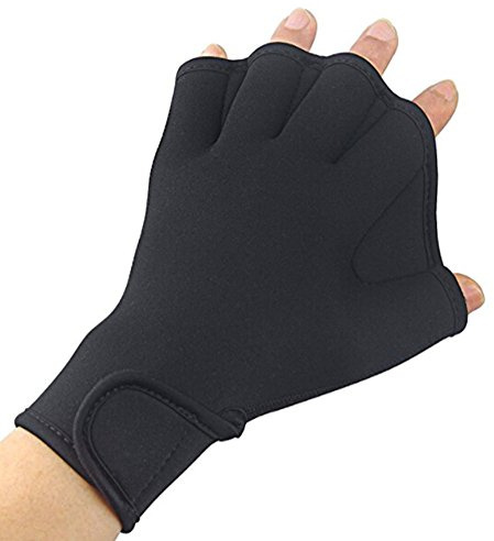 Aquatic Gloves for Water Aerobics and Water Resistance Training, Webbed Swim Gloves for Men Women Adult Children, Aquatic Fit Workout Fitness Swimming Gloves, One Pair