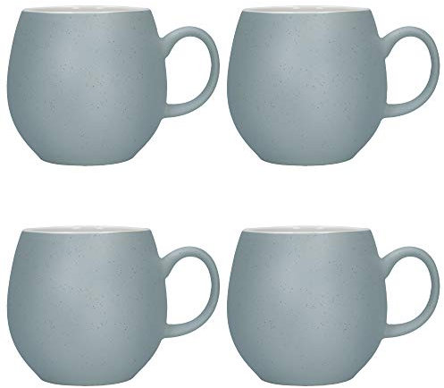 London Pottery Pebble Tea Mugs, Stoneware, Light Blue, 250 ml (4 Piece Coffee Cup Set)