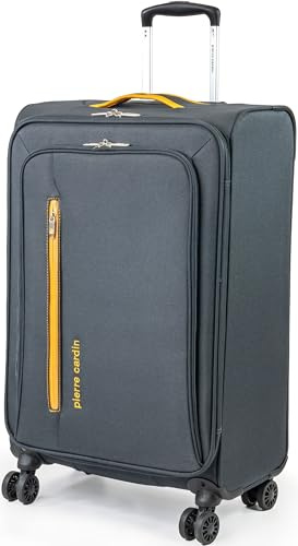 Pierre Cardin Cion Soft Sided Luggage with Stress Tested Durable Wheels | Telescopic Drag Handle Suitcase with Packing Straps CL610M