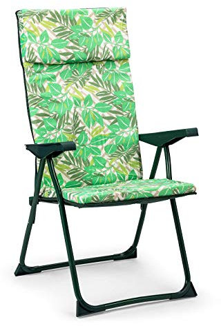 Solenny Klappstuhl für den Garten, verstellbar, gepolstert, 62 x 60 x 108 cm, 5 Positionen und anatomischem Kopf, waschbarer Stoff und Stabilisatoren für mehr Sicherheit