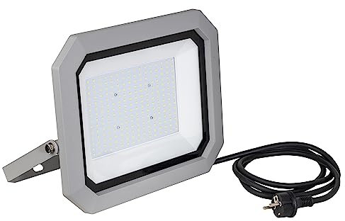 as - Schwabe SLIMLINE LED Strahler 120 W, 12000 Lumen- Neutralweiß 4000K - 2 m Kabel - Wandleuchte schwenkbar - robustes Aluminium - einfache Installation - Außenbeleuchtung wasserfest IP65, 46465