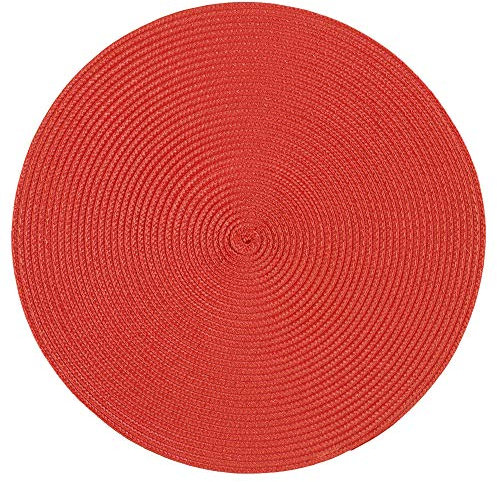 Haus und Deko Platzset Polypro Bastoptik rund ca. 35 cm Ø Rot abwaschbar Tischset Platzdeckchen