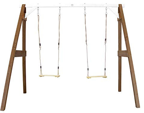 AXI Portique en Bois FSC Marron/Blanc avec 2 Balançoires Enfant | Balançoire pour l’extérieur/Le Jardin 2 agrès