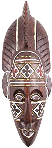 Coco Papaya - Mascarilla batik africana de madera, 30 cm, fabricación artesanal