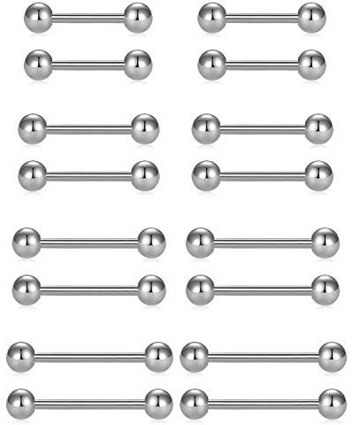 Crdifu 1,6mm Zungenpiercing Brustwarzenpiercing Set Chirurgenstahl Nippel Zunge Piercings