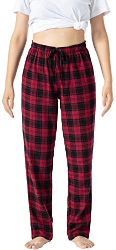 AIRIKE Damen Pyjamahose Warm Lang Baumwolle Weich Schlafanzughose Kariert Winter Nachtwäsche Freizeithose No.3758 M