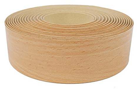 Kantenumleimer 40mm x 15m | Melamin Kantenband mit Schmelzkleber für stabile Möbelkanten | Umleimer für Schutz und dekorativen Abschluss von Möbelplatten | Furnierband zum Aufbügeln | Helle Buche