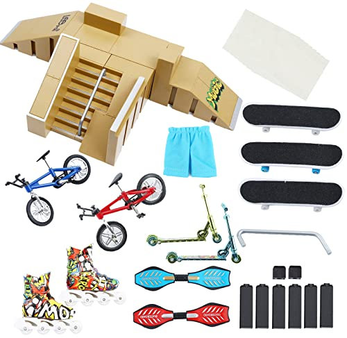 PLSOPPKG Skate Park Kit Ramp Parts for Finger Skateboard Park Kit Part Training Props with Finger Skateboards Finger Bikes Skates and Scooters and More(5 Parts)