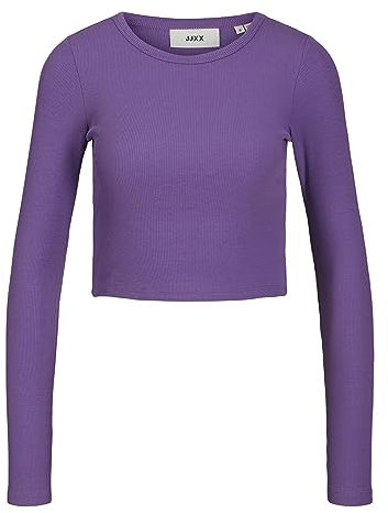 JJXX Jxfeline LS Rib Tee Noos Maglia Manica Lunga, Royal Lilac, M Donna