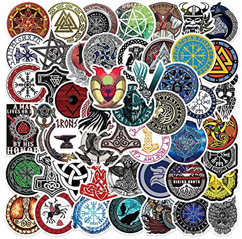 100 Stück Wikinger Aufkleber Laptop Telefon Gitarre Skateboard Notebook Auto Motorrad Fahrrad Nordic Viking Piraten Vinyl Stickers Wasserdicht Aufkleber für Jugendliche Kinder Erwachsene