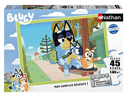 Nathan - Kinderpuzzle - 45 Teile - Familiennachmittag - Bluey - Mädchen oder Junge ab 5 Jahren - Hochwertiges Puzzle - Dicker und Stabiler Karton - Tiere - 86166