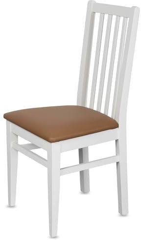 KEHO Esszimmerstühle 4er Set (CH07) - bis 150kg - Aus massivem Buchenholz - Stühle Esszimmer - Fertig montiert (Weiß - Cafe)