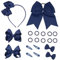 Bekecidi 20 Stück Schleife Haarschmuck Set Schleife Haargummi Haarnadel Schleife Haarspangen Gummiband Schleife Stirnband Haarstyling Dekoration Zubehör für Mädchen und Kinder (Marineblau)