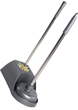 KONTONTY Toilet Suction Brush Holder Long Handle Ergonomic Design Efficient Cleaning Tool Toilet Brush