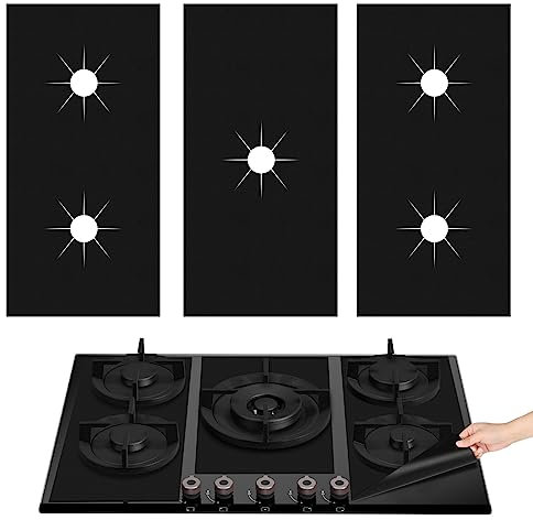 Coprifornelli da cucina con 5 fuochi, 3 pezzi di protezione per piano cottura a gas, tappetino per coprire il piano di cottura, alle temperature, resistente e antivegetativo, adatto per