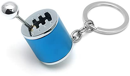 JNNJ Zink-Legierung Autos Shifter Getriebe Modell Schlüsselanhänger, 6-Gang-Schalthebel Schlüsselanhänger Gadgets, Kreatives Zubehör für Autoschlüssel(Blau)