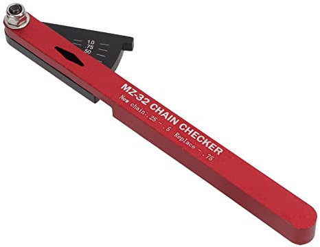 Lwuey Kettenprüfer, Fahrradkettenverschleiß Indikator Aluminiumlegierung Fahrradketten Längen Winkel Messung Detektor Werkzeug Kettenreparatur Messlehre für Straßenradfahren Mountain Dirt Bike(Rot)