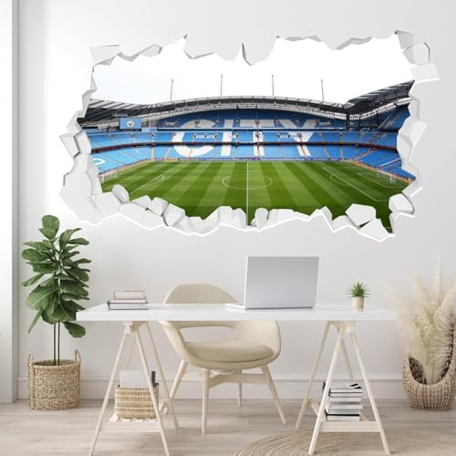 Themed Manchester City Wall Sticker - CITY in Stands Broken Wall Decal Football Art (90cm width x 50cm height)