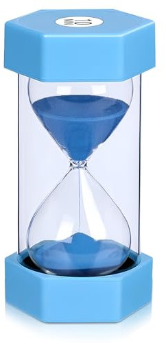 Saleependent 10 Minuten Sanduhr für Kinder, Glas Timer, Sechseckiger Timer, Blau
