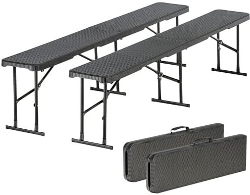 Skandika Klappbank MASI 2er-Set| Sitzbank, Gartenbank, Bierzeltgarnitur, klappbar, bis 300 kg, recyceltes HDPE-Material, Stahlgestell, wetterfest, 180 cm | Bierbank, Balkonmöbel, Gartenmöbel