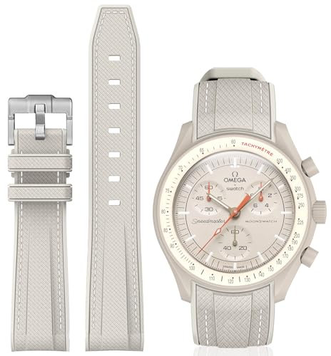 BONACE Bracelet incurvé en silicone pour montre Omega X Swatch 20 mm - Compatible avec Moonswatch Speedmaster - Bracelet de rechange sans espace pour homme et femme, 20 millimeters, Silicone, Pas de