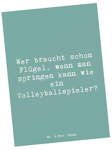 Mr. & Mrs. Panda Postkarte Spruch Volleyball Sprung - Geschenk, Sport, Netz, Tennis, Grußkarte, Einladungskarte, Geschenkkarte, Kraft,