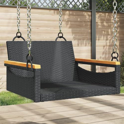 Somanki Hängesessel Schwarz 63x62x40 cm Poly Rattan, Garten Möbel, Hängesessel Outdoor, Jugendzimmer, Hängestuhl, Hanging Chair, Liebesschaukeln, Hängeschaukel Outdoor - 368161