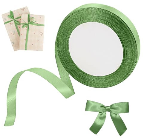 Satinband Grün, 10mm x 22m Geschenkband, Dekoration Geschenkband, Schleifenband für Hochzeit, Salbeigrün Hellgrün Stoffband Dekoband Schleifenband zum Bastel Schleife für Geschenkverpackung Dekoration