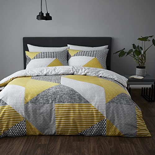 Catherine Lansfield Larsson Geo Ochre Duvet Cover Set 135 x 200 + 80 x 80 cm (Pair)
