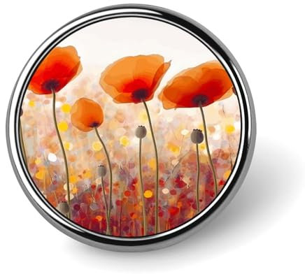 Anstecker für Herrenanzüge, Brustanstecker mit rotem Mohnblumen-Aufdruck, Musteranstecker, personalisierte Anstecker aus Aluminium