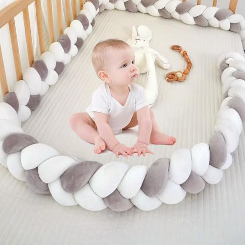 EXZFW Geflochten Nestchen FüR Babybett Geflochten Umrandungen Bettschlange Geflochten Baby Geflochtene Bettschlange Bettumrandung FüR Babybett Bettumrandung Geflochten Bettschlangen,No09,300cm