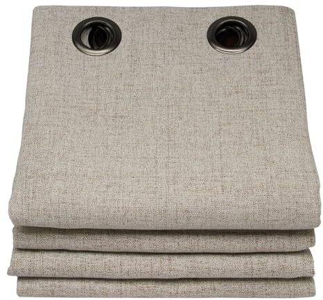 Moondream DecibelControl™ Akustikvorhang 3in1 | Lärmschutz | Thermoisolierung Winter+Sommer | 100% Verdunkelung | Patentierte Technologie | EU Herstellung | Ösen | Beige MC632 | 130B x 260H cm